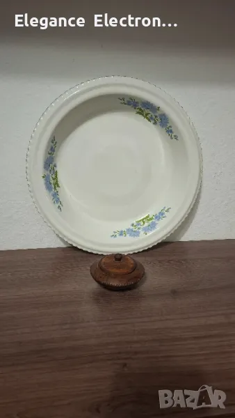 Бял Поднос + солница. , снимка 1