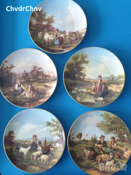 5бр Weimar Бавария/немска колекционерска декоративна порцеланова чиния-картина/пейзажи, снимка 1