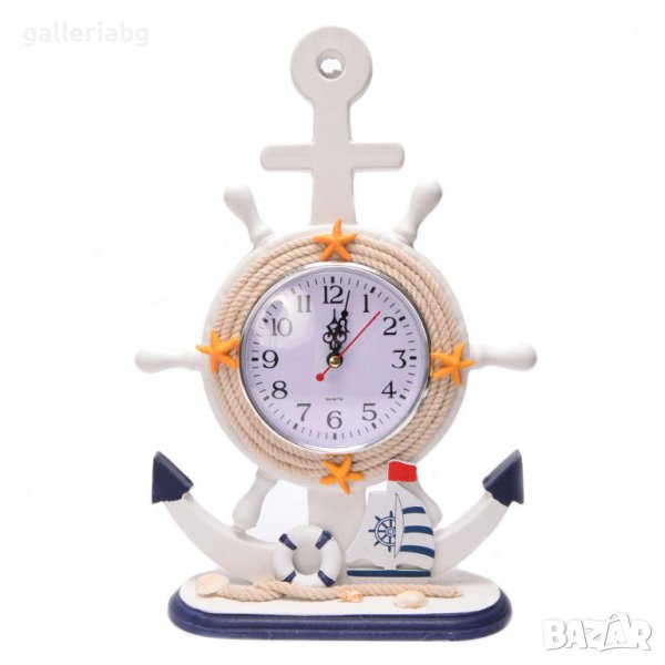 Морски часовник с рул и котва, снимка 1