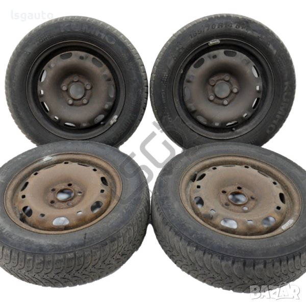 Стоманени джанти 5x100 с гуми R14 Volkswagen Polo IV (9N) 2001-2009 ID:111580, снимка 1