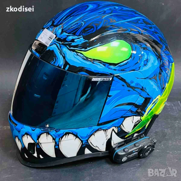 Каска с интерком ICON R-22-05 + FODSPORTS FX8, снимка 1