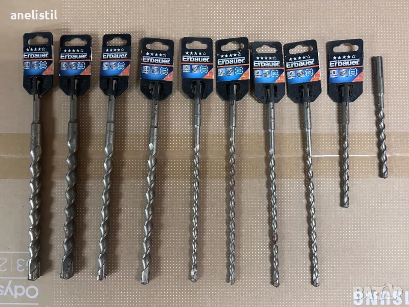 🔩 НОВИ бургии за бетон Erbauer – SDS-plus – 10 броя, снимка 1