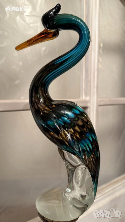 Голяма изящна птица, духано стъкло, 1.320кг, снимка 1