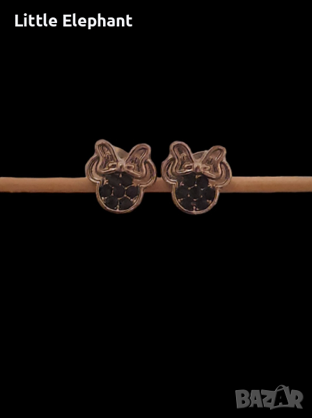 Обеци колекция Дисни серия Мини с кристали,black/нови, снимка 1