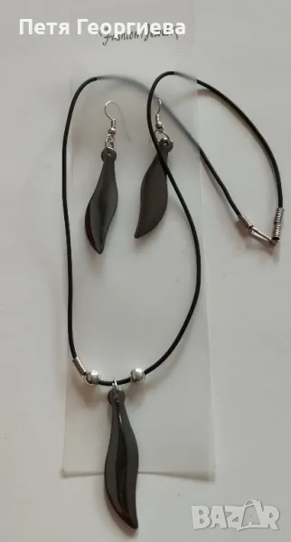 Комплект колие и обици от хематит, снимка 1