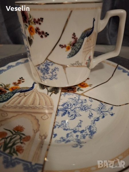 Сет от 2 части- чиния за кейк и чаша за какао , снимка 1