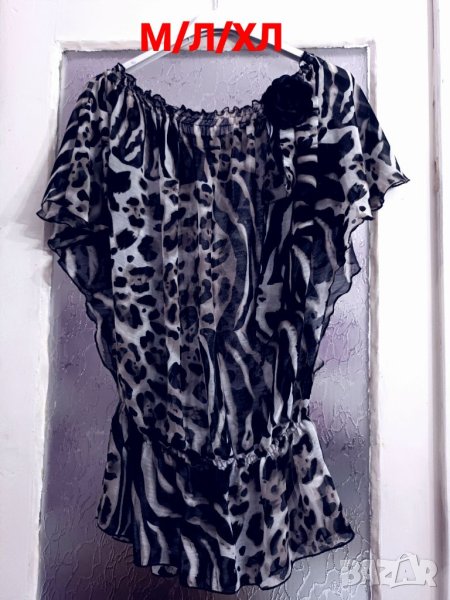 Дамска блуза от шифон с цвете Л/ХЛ/2ХЛ, снимка 1