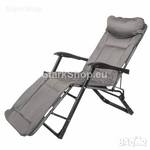 Сгъваем Шезлонг – Походно Легло Сив Цвят метална конструкция, снимка 1