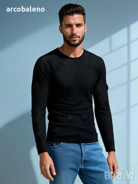 Мъжки черен пуловер , снимка 1