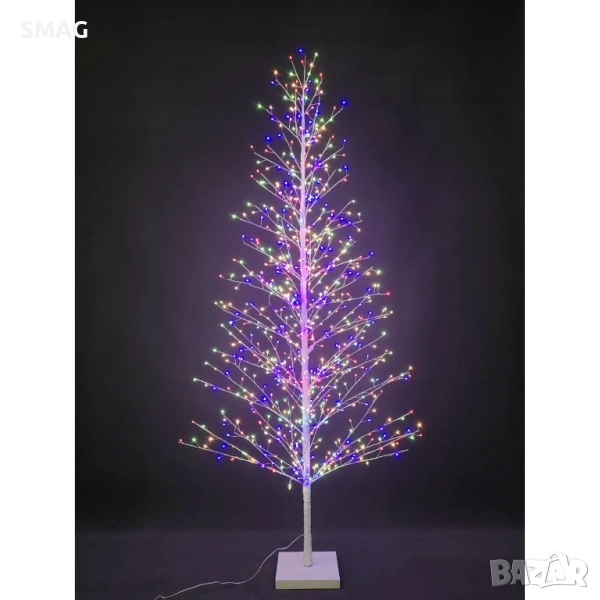 Коледна елха бяла с 767 многоцветни LED 2,1 м_1242626, снимка 1