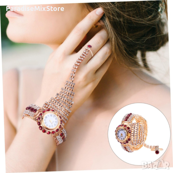 fashion 3v1 дамски часовник гривна и пръстен Цвета е според наличността в склада, снимка 1