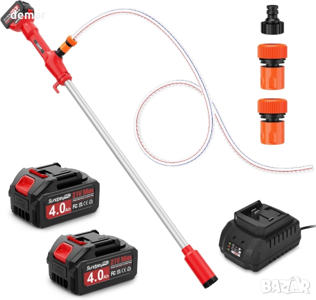 Безжична водна помпа SundpeyPRO, 2 x 4.0Ah батерии, 1,5 метра маркуч, снимка 1