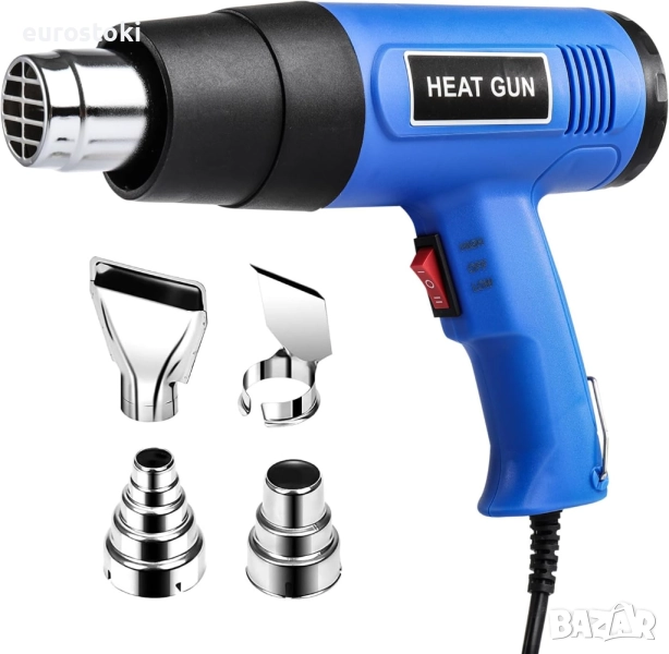 Пистолет за горещ въздух  2000W с 2 температурни режима, 4 дюзи за отстраняване на боя, снимка 1