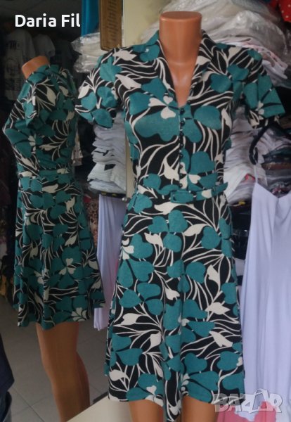 КРАСИВА рокля с остро деколте и коланче , снимка 1