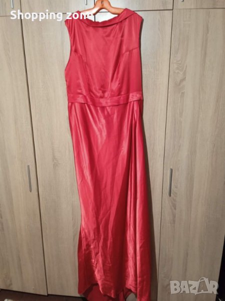 Дълга елегантна бална рокля от червен сатен ХЛ/ХХЛ, снимка 1