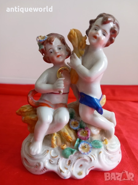 Capodimonte Стара Порцеланова Статуетка ХЕРУВИМИ 1900г, снимка 1