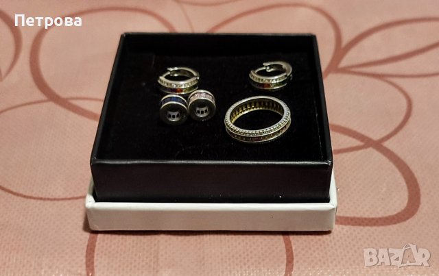 Сребърен комплект с цветен цирконий, снимка 2 - Бижутерийни комплекти - 42669725