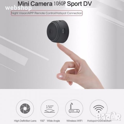 Мини Скрита Камера Pimpom А9, Wide Angle, Mini, Spy Camera, WiFi, Small, Wireless, Full HD, 1080P, , снимка 9 - IP камери - 34038413