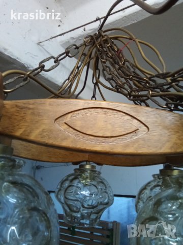 Абажур от Масивно дърво и стъкло внос Германия, снимка 2 - Полилеи - 35178801