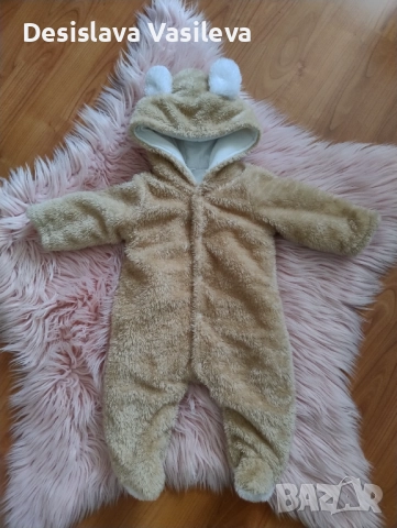 Бебешки топъл гащеризон с ушички