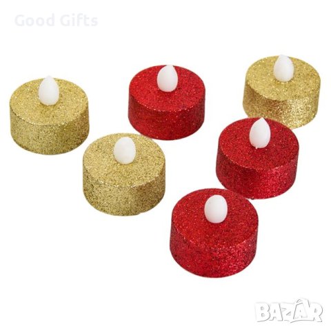 8 броя Златни и Червени Коледни LED свещи