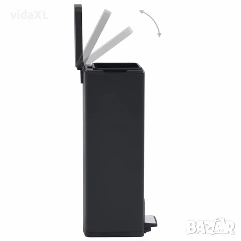 vidaXL Кош за боклук с педал без пръстови отпечатъци 30 л черен инокс, снимка 6 - Кошове за боклук и контейнери - 56146136