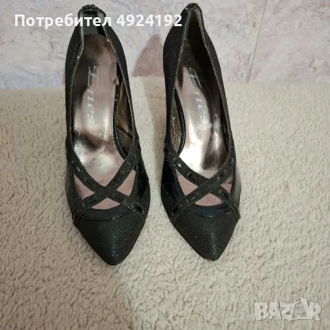 Обувки с брокат сребрист и черен, снимка 14 - Дамски обувки на ток - 56508996