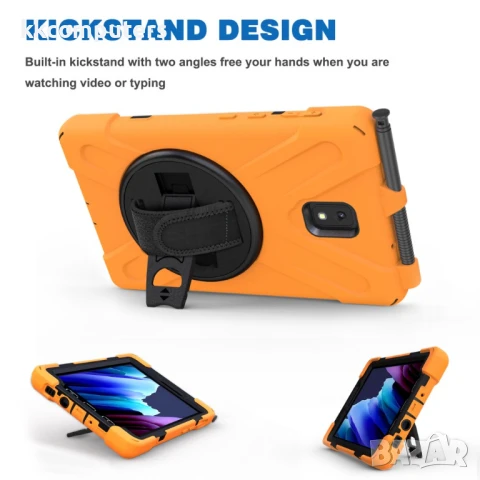Samsung Galaxy Tab Active 3 T570/T575/T575N/T577 Tablet Case/Pen Slot /Hand Band/360° Swivel Kicksta, снимка 12 - Калъфи, кейсове - 51101127