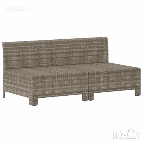 vidaXL 2-местен градински диван с възглавници, сив, полиратан, снимка 3 - Градински мебели, декорация  - 56147276