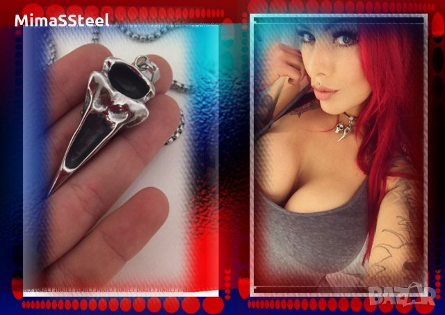 МАСИВНО Колие “Гарванът на Один” стомана S. Steel 316L, снимка 4 - Колиета, медальони, синджири - 27825048
