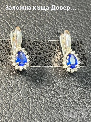 Сребърни обеци естествен САПФИР  чисто нови 925 silver obeci , снимка 3 - Обеци - 52726908