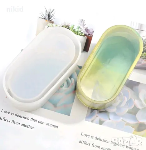 3D Висок Елипс саксия органайзер силиконов молд форма калъп смола сапун гипс шоколад саксия, снимка 5 - Форми - 27183763