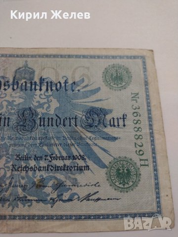 Райх банкнота - Германия - 100 марки / 1908 година- 17927, снимка 3 - Нумизматика и бонистика - 31030001