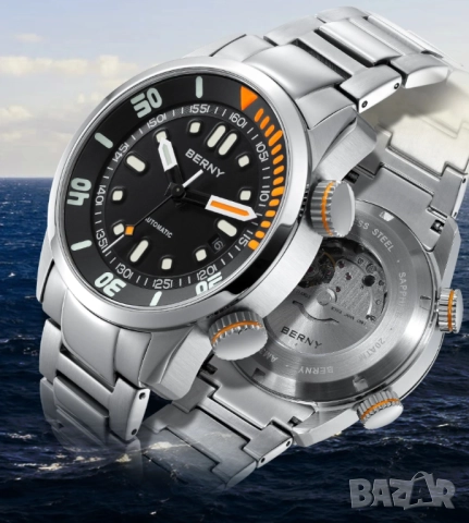 BERNY Автоматичен часовник за гмуркане 20ATM Супер светещ, снимка 2 - Мъжки - 51473690