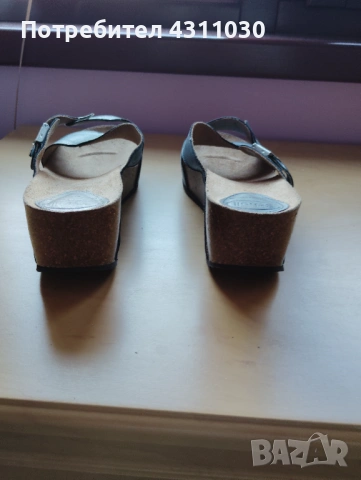 Дамски чехли Scholl естествена кожа 41 номер като ново, сиви, снимка 4 - Чехли - 53166140