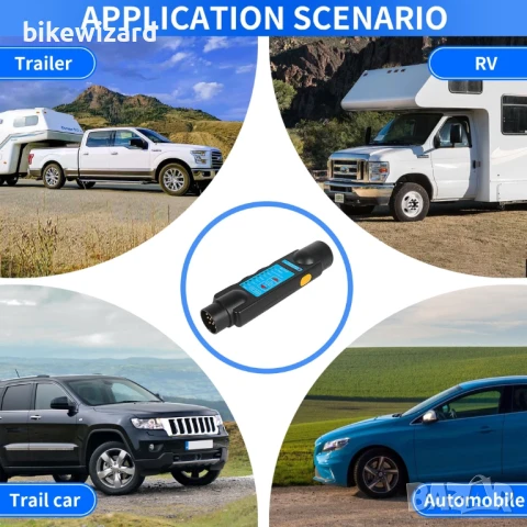 AOHEWEI 13-пинов тестер за ремаркета за щепсели и контакти, тестер за каравани, 12 V НОВ, снимка 3 - Други инструменти - 50731228