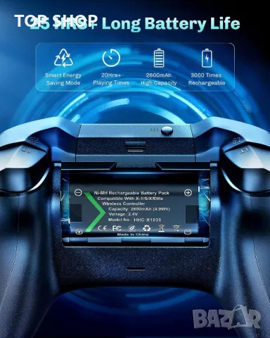 Зарядно устройство VOYEE за батериен пакет за контролер Xbox, 3x2600mAh акумулаторен пакет, снимка 5 - Друга електроника - 48504714