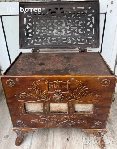 Стара кахлена - емайлирана печка, снимка 4 - Антикварни и старинни предмети - 52663974