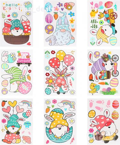 Нови стикери за прозорец Декорация за Великден за многократна употреба Яйца Зайче Джудже , снимка 2 - Декорация за дома - 38704591
