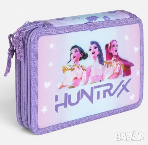 Троен пълен несесер „K-POP“, лилав, 15x4x21 см