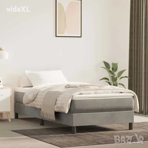 vidaXL Матрак за легло с покет пружини средна твърдост светлосив 100x200x20 см кадифе, снимка 2 - Матраци - 56147259