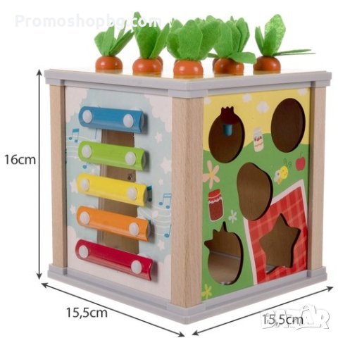 Дървен образователен куб - сортер Kruzzel, 16х15х15 см, снимка 8 - Образователни игри - 42892281