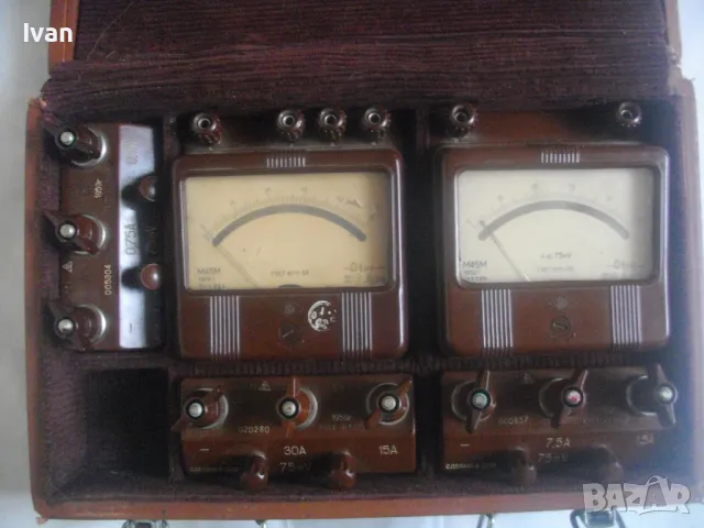 НОВА РУСКА СССР 1959г. ИЗМЕРВАТЕЛНА СТАНЦИЯ ДО 30 АМПЕРА М45М ПЪЛЕН КОМПЛЕКТ В КОЖЕНА ЧАНТА