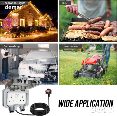 JMEST LEAD Водоустойчив външен двоен контакт 13A 2-канален с 10 метра удължител, снимка 7 - Други стоки за дома - 44761461