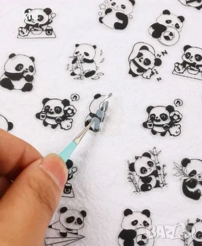 50 бр мини мече мечета панда самозалепващи лепенки стикери за украса , снимка 2 - Други - 47598640