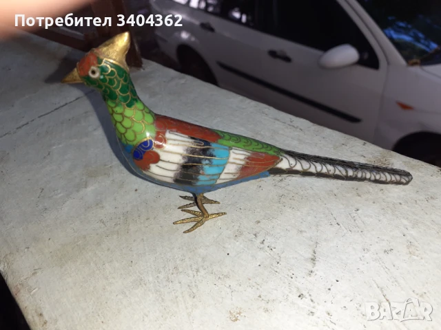 Пиленце птичка клоазоне бронз клетъчен емайл, снимка 5 - Антикварни и старинни предмети - 51043868