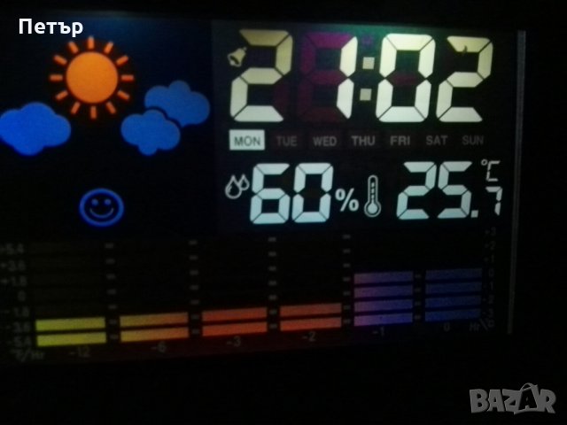 Цифров настолен часовник, с проектор, будилник, време, дата, метеорологична станция, снимка 2 - Други - 31122768