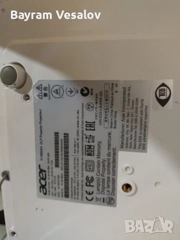 Проектор Acer X1385WH, снимка 3 - Плейъри, домашно кино, прожектори - 51136826