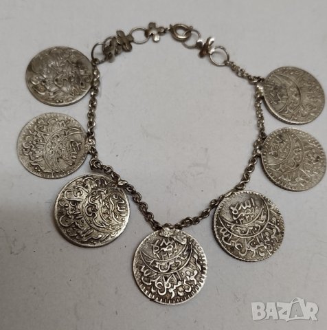 Сребърна гривна с монети, снимка 2 - Гривни - 29797916
