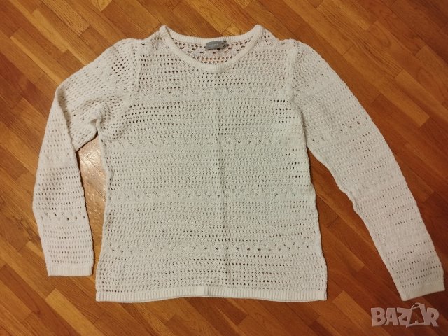 Бял фин памучен пуловер, снимка 1